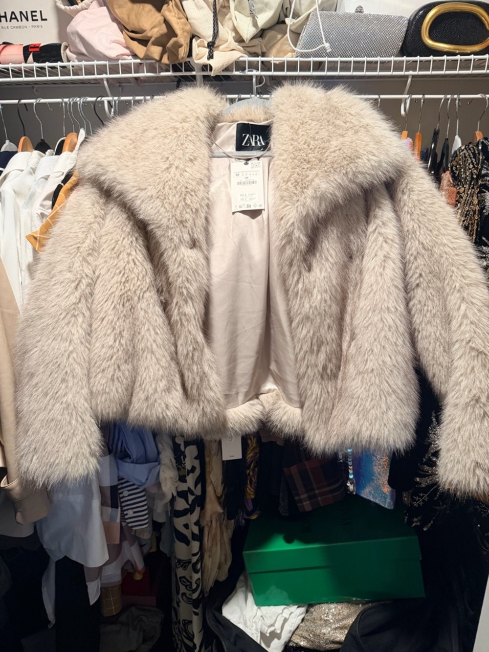 Zara Cream Faux Fur Teddy Jacket